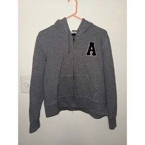 Aeropostale Vintage Varsity Letter Full Zip Hoodie Gray Size XL
